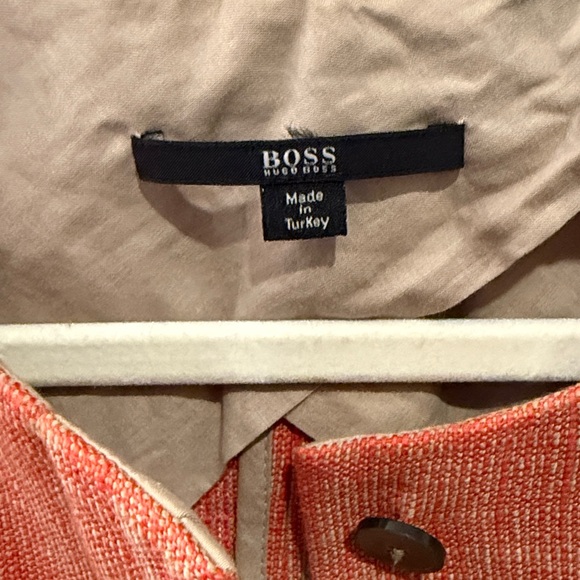 HUGO BOSS | Women's Orange Jelina Tweed Collarless Cotton Blazer Jacket Size 4 - Picture 11 of 11